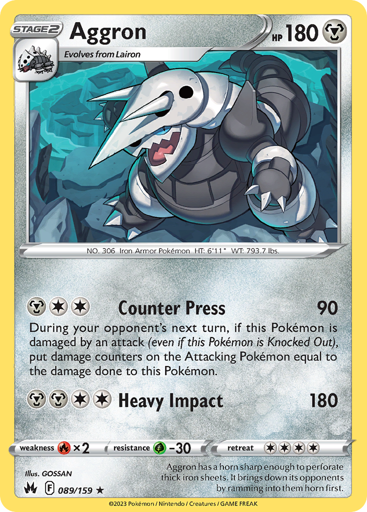 Aggron 89 Rare Holo card from Crown Zenith