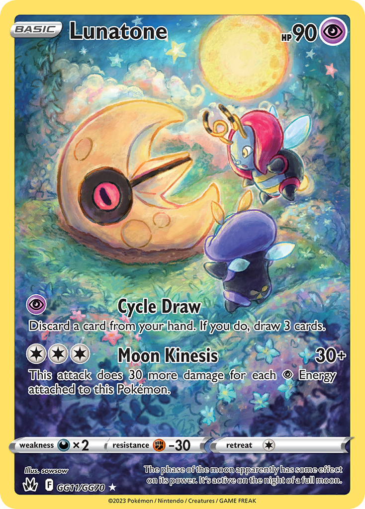 Lunatone GG11/70 Trainer Gallery Rare Holo card from Crown Zenith Galarian Gallery