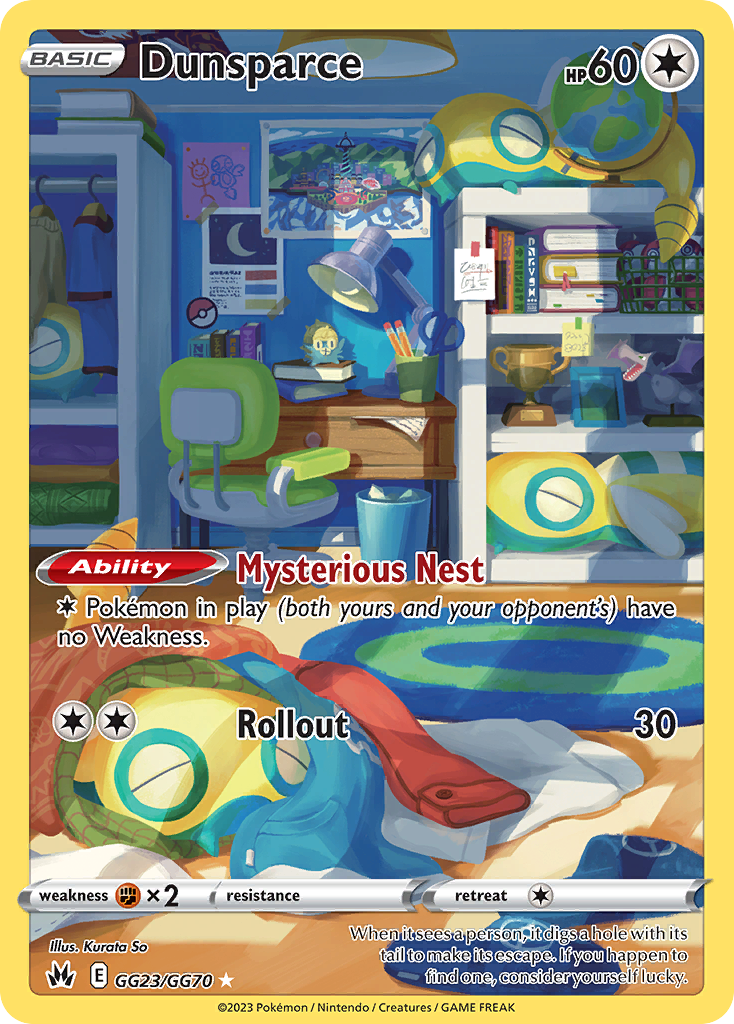 Dunsparce GG23 Trainer Gallery Rare Holo card from Crown Zenith Galarian Gallery