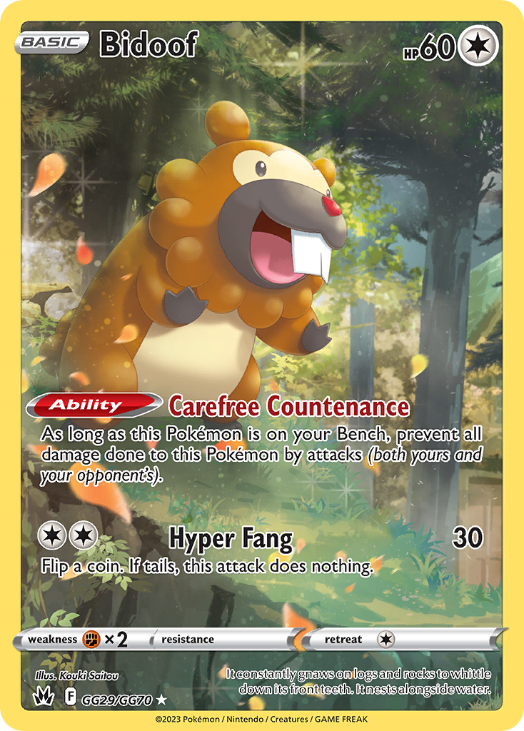 Bidoof GG29 Trainer Gallery Rare Holo card from Crown Zenith Galarian Gallery