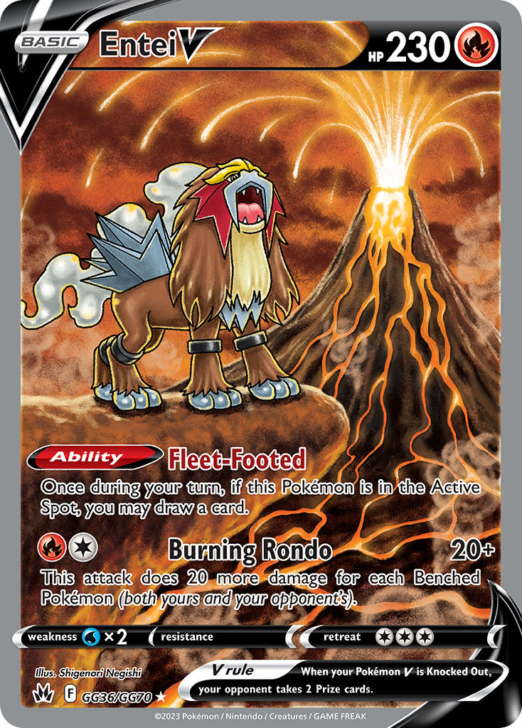 Entei V GG36 Rare Holo V card from swsh12pt5gg