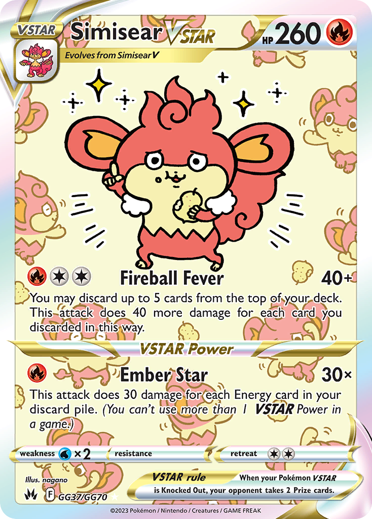 Simisear VSTAR GG37 Rare Holo VSTAR card from Crown Zenith Galarian Gallery