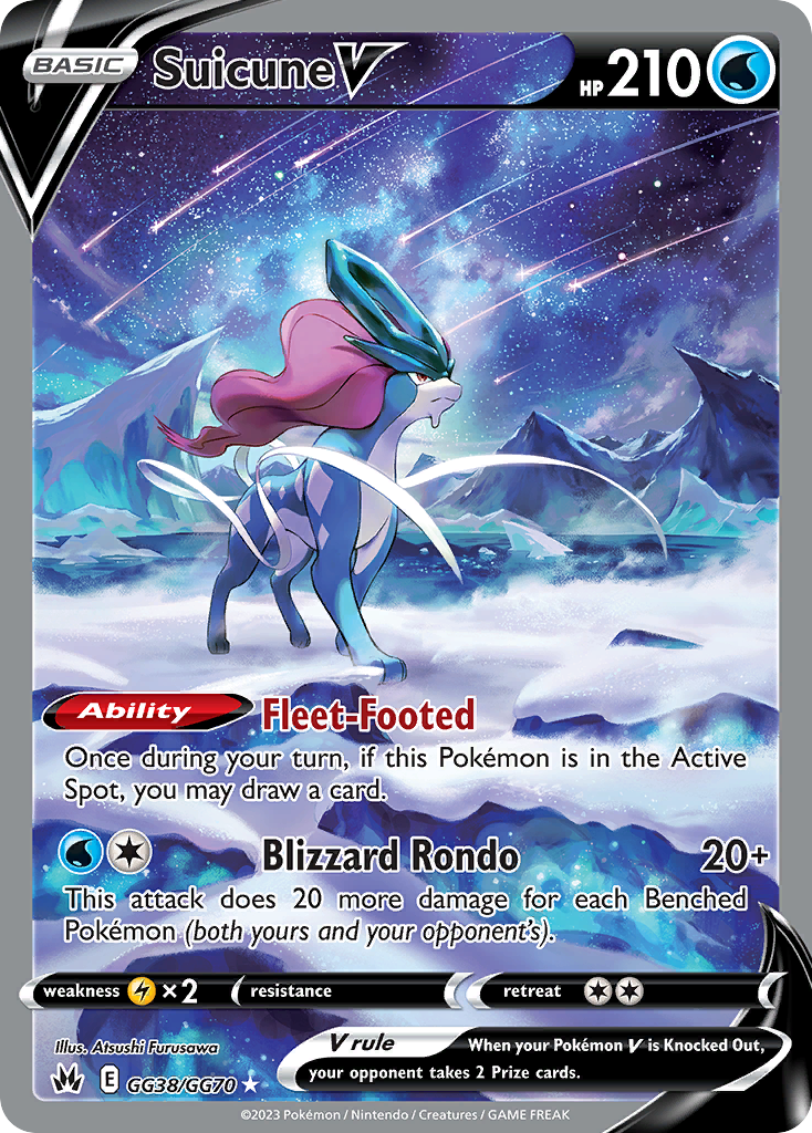 Suicune V GG38 Rare Holo V card from Crown Zenith Galarian Gallery
