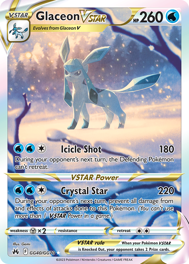 Glaceon VSTAR GG40/70 Rare Holo VSTAR card from Crown Zenith Galarian Gallery