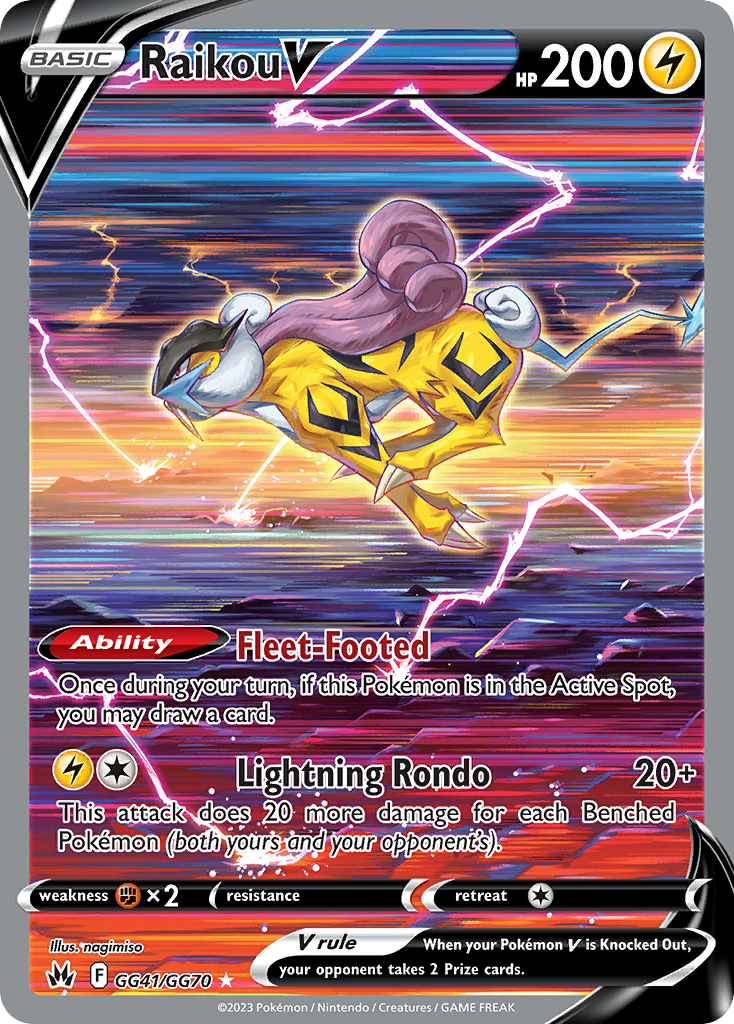 Raikou V GG41 Rare Holo V card from Crown Zenith Galarian Gallery