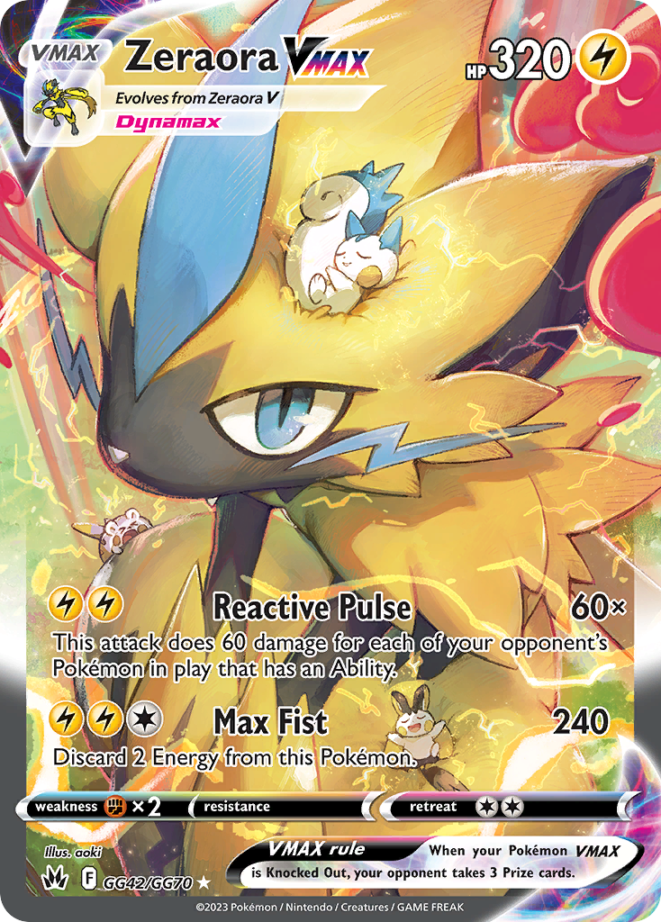 Zeraora VMAX GG42/70 Rare Holo VMAX card from Crown Zenith Galarian Gallery