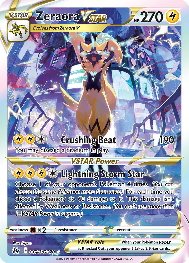 Zeraora VSTAR GG43 Rare Holo VSTAR card from Crown Zenith Galarian Gallery
