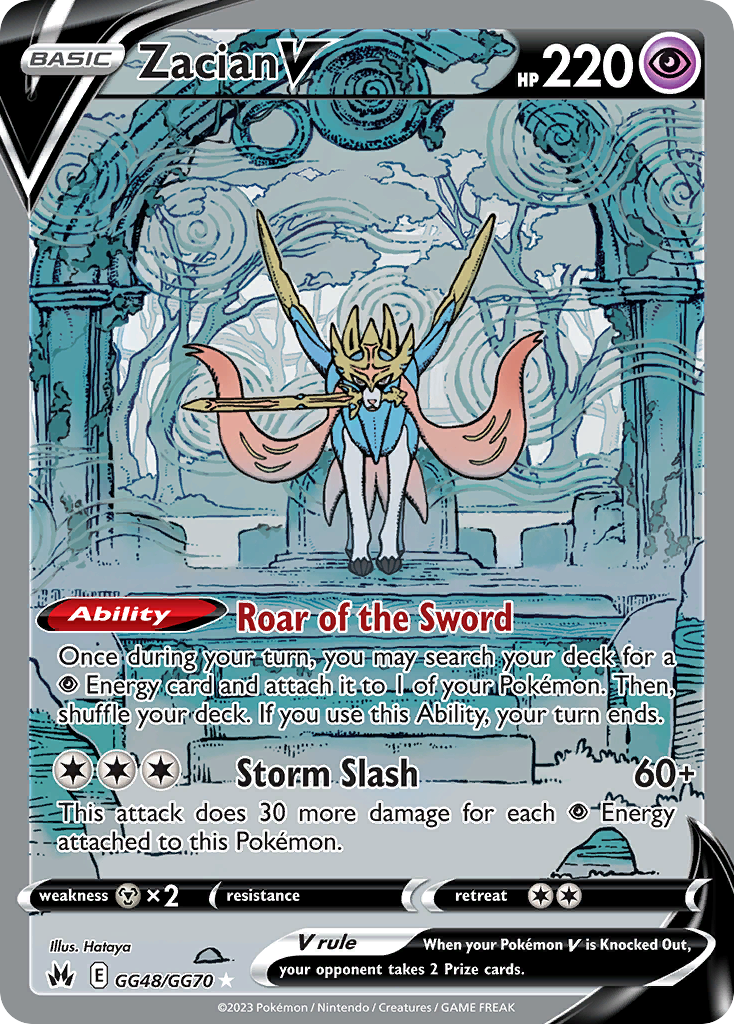 Zacian V GG48 Rare Holo V card from Crown Zenith Galarian Gallery