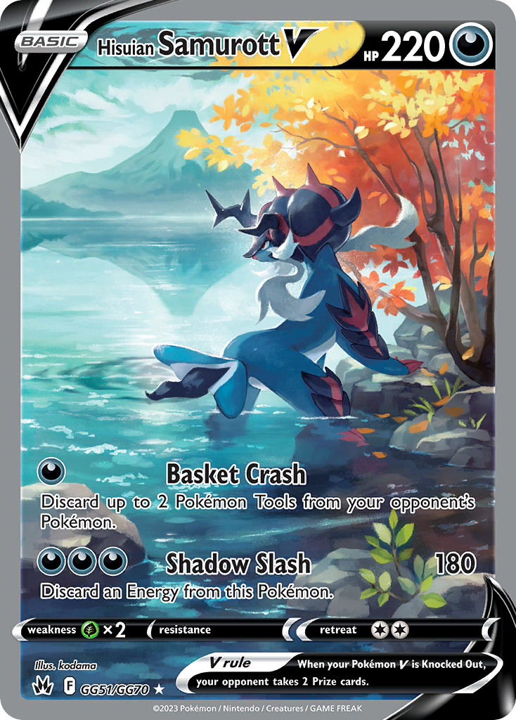 Hisuian Samurott V GG51 Rare Holo V card from Crown Zenith Galarian Gallery