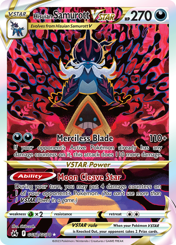 Hisuian Samurott VSTAR GG52 Rare Holo VSTAR card from Crown Zenith Galarian Gallery