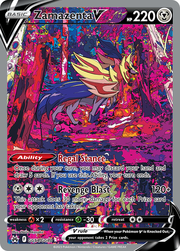 Zamazenta V GG54/70 Rare Holo V card from Crown Zenith Galarian Gallery