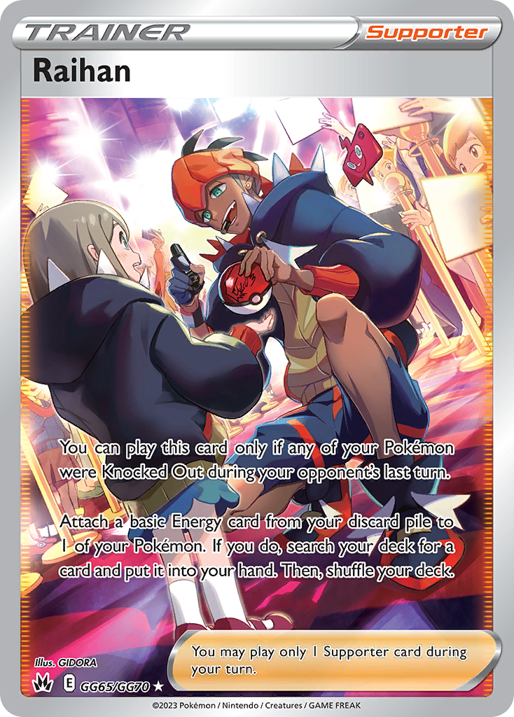 Raihan GG65 Rare Ultra card from Crown Zenith Galarian Gallery