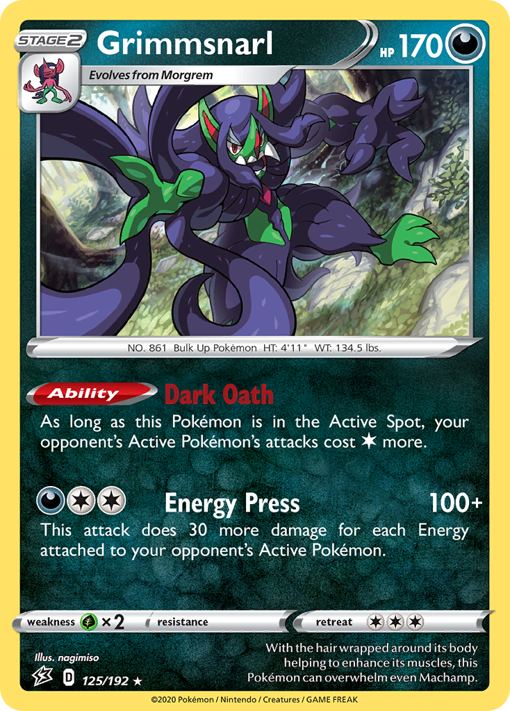 Grimmsnarl 125 Rare Holo card from Rebel Clash