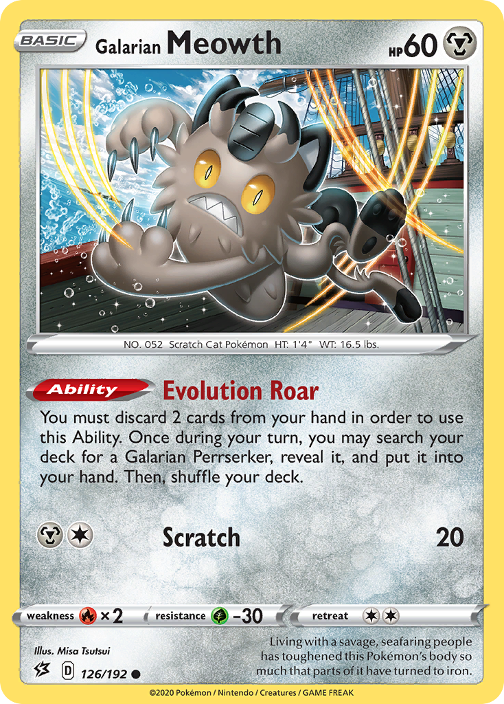 Galarian Meowth 126 Common card from Rebel Clash