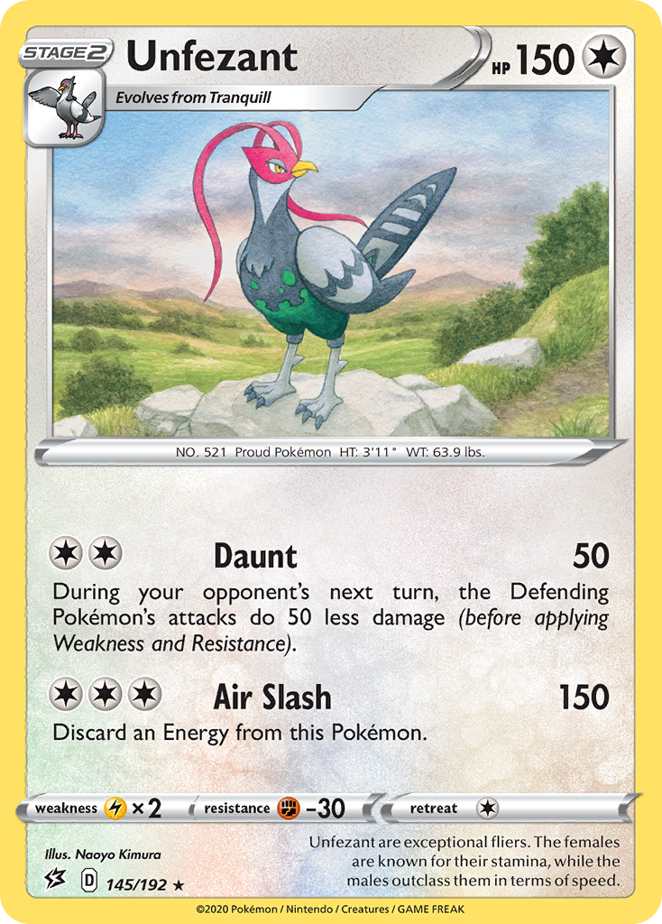 Unfezant 145/192 Rare card from Rebel Clash