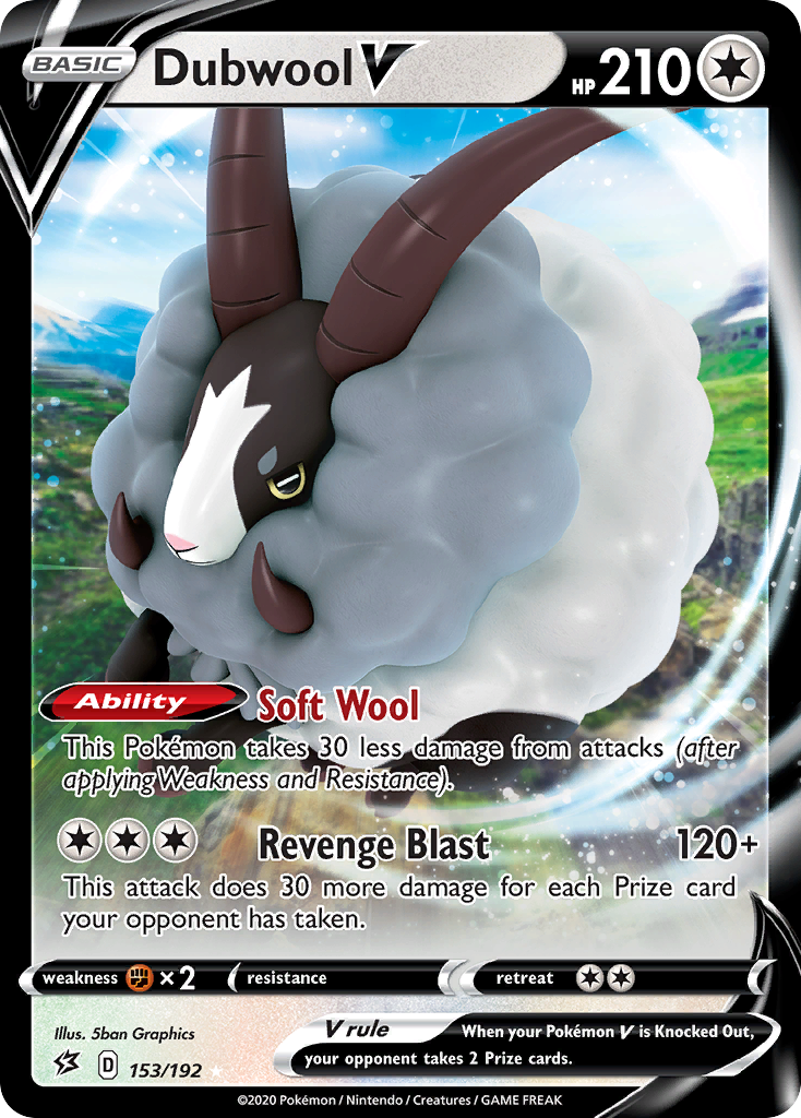 Dubwool V 153 Rare Holo V card from Rebel Clash
