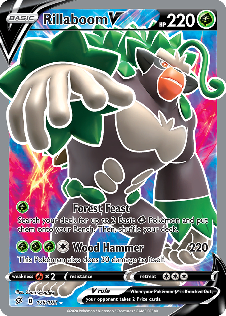 Rillaboom V 175 Rare Ultra card from Rebel Clash
