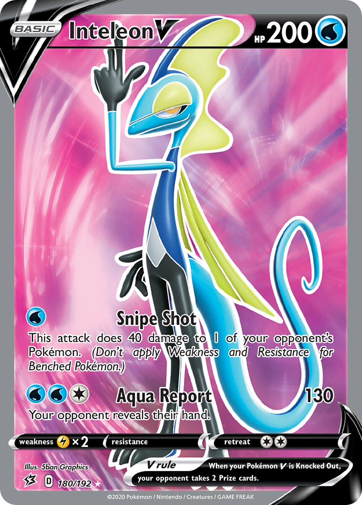 Inteleon V 180 Rare Ultra card from Rebel Clash