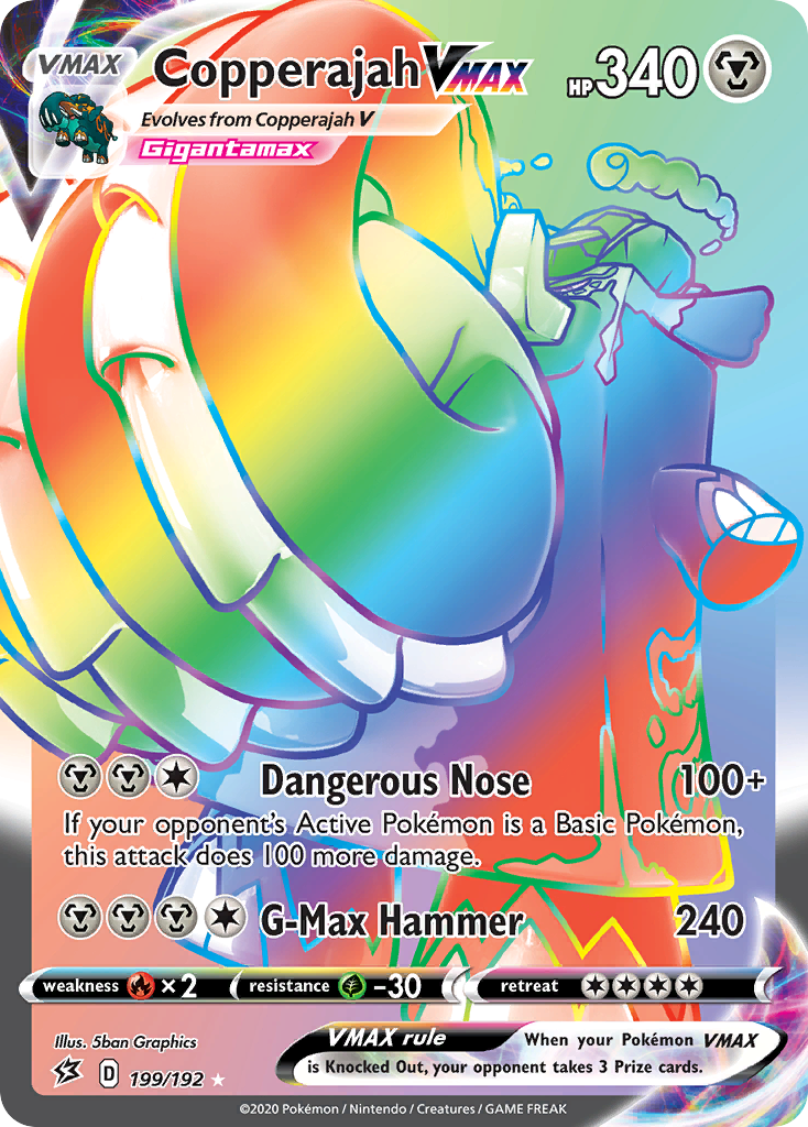 Copperajah VMAX 199 Rare Rainbow card from Rebel Clash