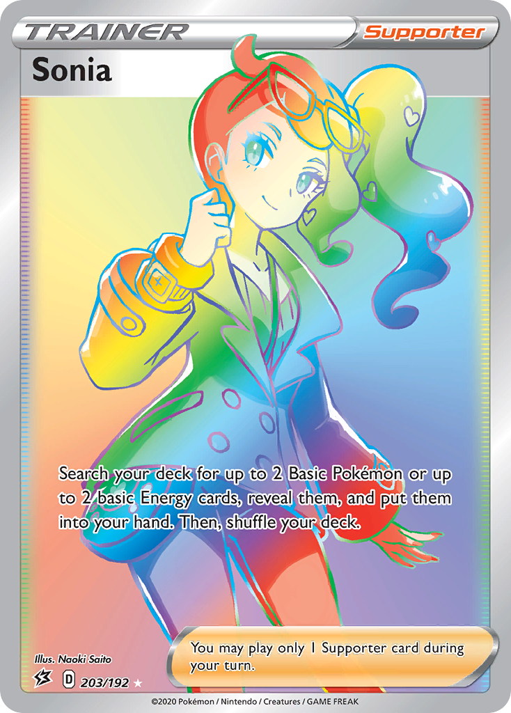 Sonia 203 Rare Rainbow card from Rebel Clash