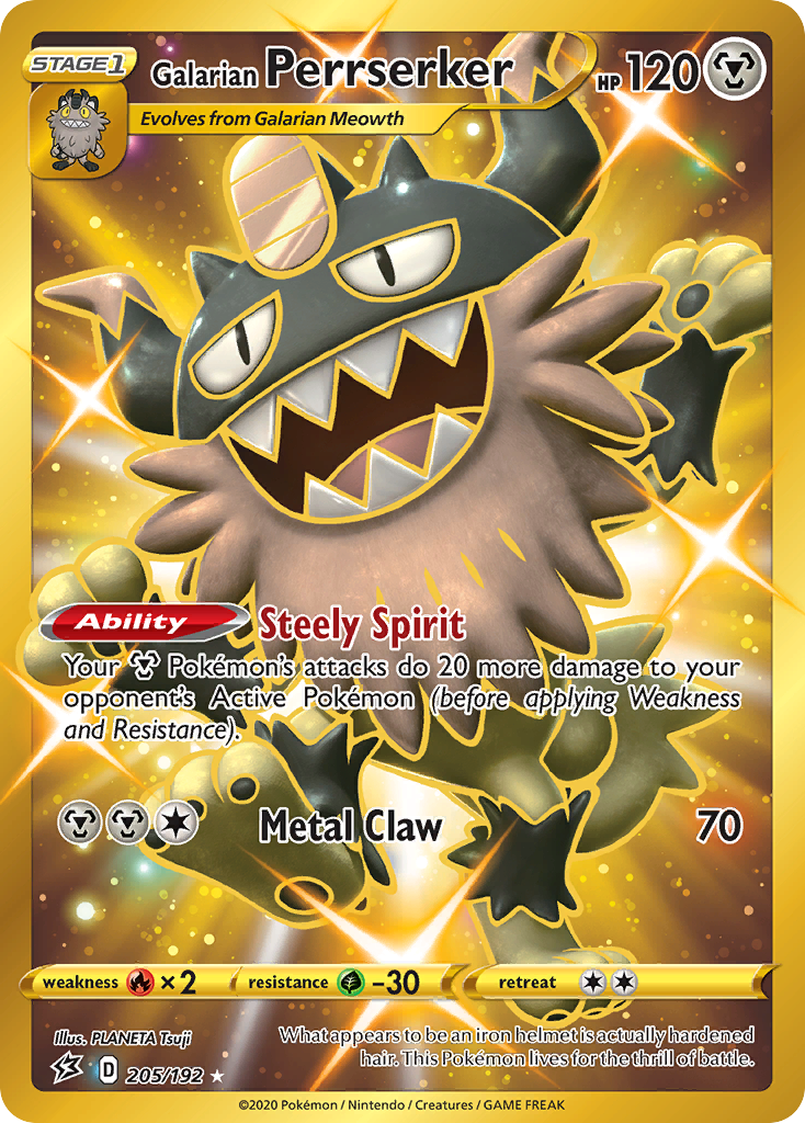 Galarian Perrserker 205 Rare Secret card from Rebel Clash