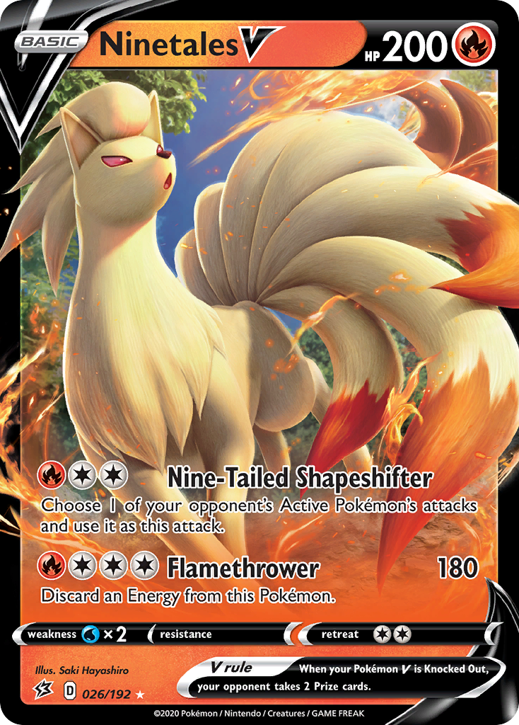 Ninetales V 26 Rare Holo V card from Rebel Clash