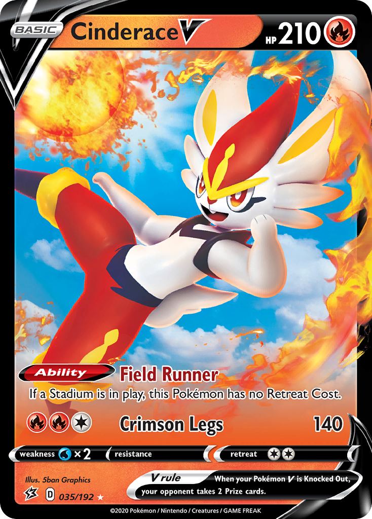 Cinderace V 35 Rare Holo V card from Rebel Clash