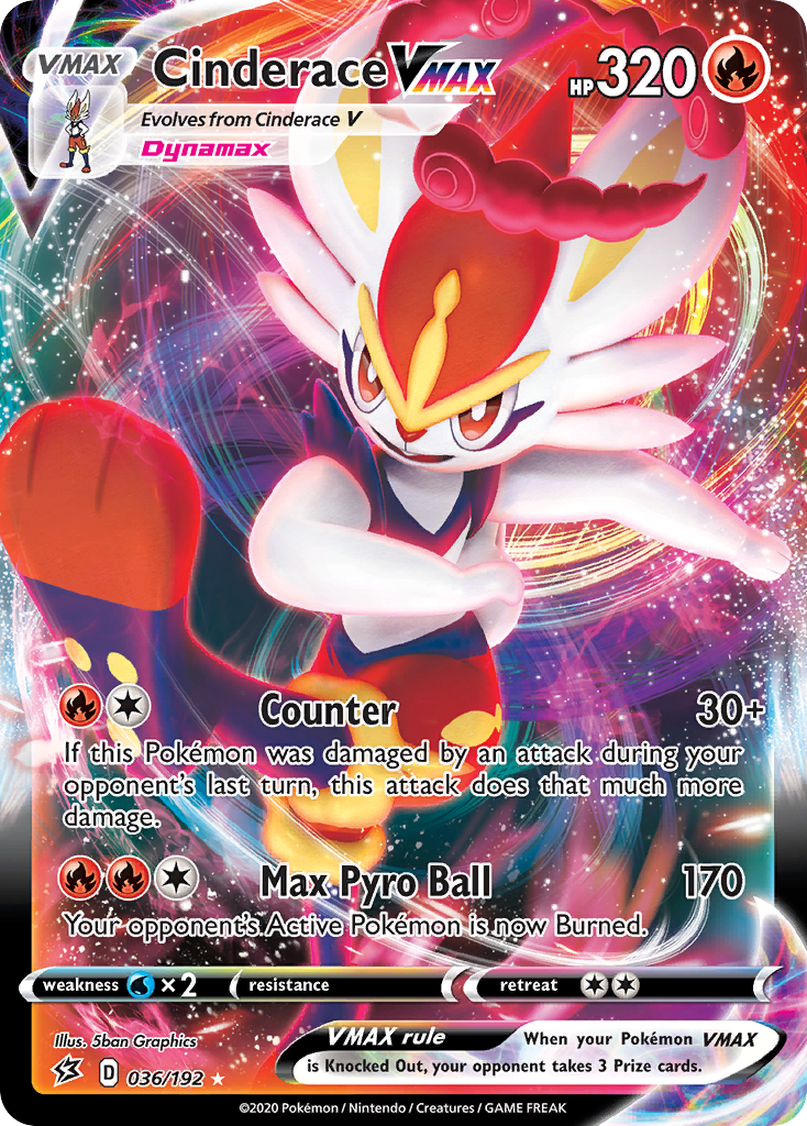 Cinderace VMAX 36 Rare Holo VMAX card from Rebel Clash