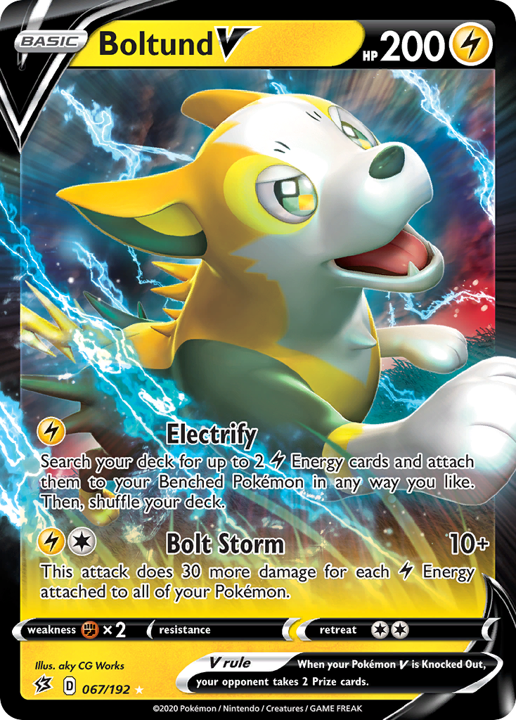 Boltund V 67 Rare Holo V card from Rebel Clash