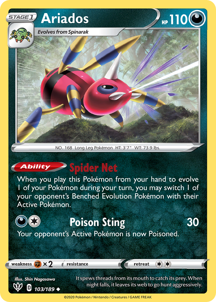 Ariados 103 Uncommon card from Darkness Ablaze