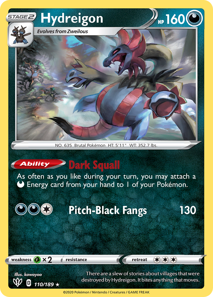 Hydreigon 110 Rare card from Darkness Ablaze