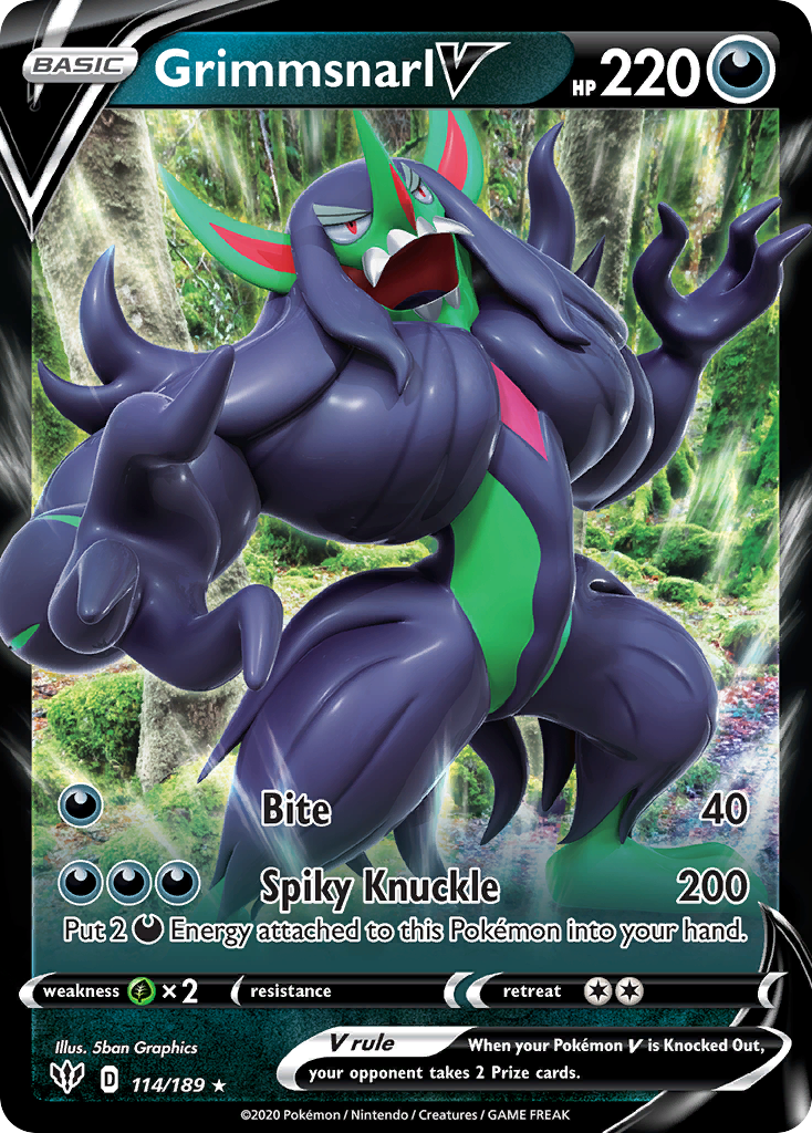 Grimmsnarl V 114 Rare Holo V card from Darkness Ablaze