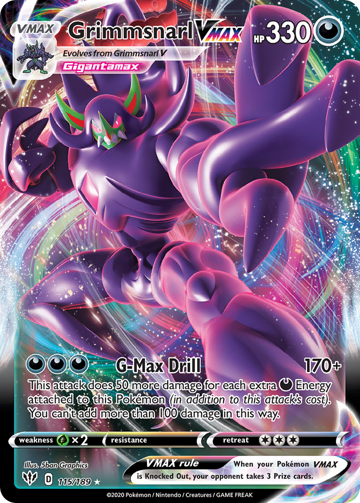 Grimmsnarl VMAX 115/189 Rare Holo VMAX card from Darkness Ablaze