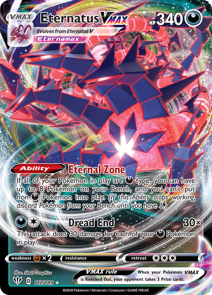 Eternatus VMAX 117 Rare Holo VMAX card from Darkness Ablaze