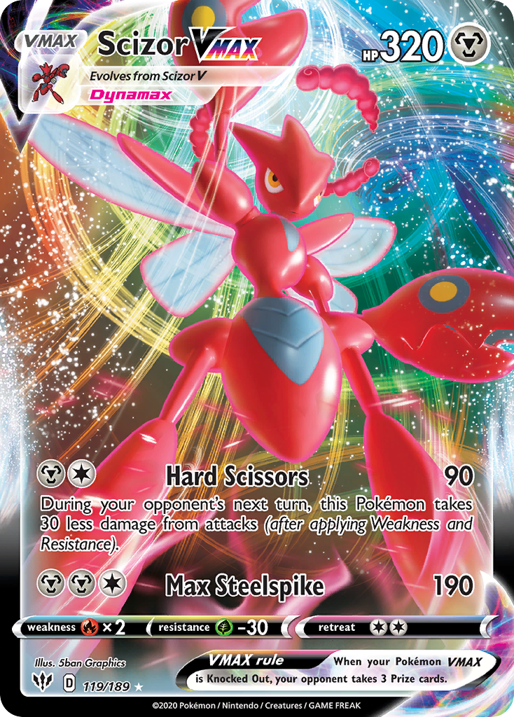 Scizor VMAX 119 Rare Holo VMAX card from Darkness Ablaze