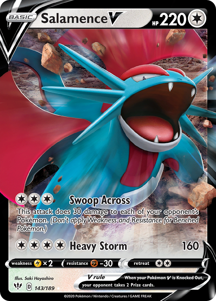 Salamence V 143 Rare Holo V card from Darkness Ablaze