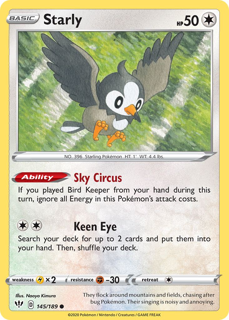 Starly 145 Common card from Darkness Ablaze