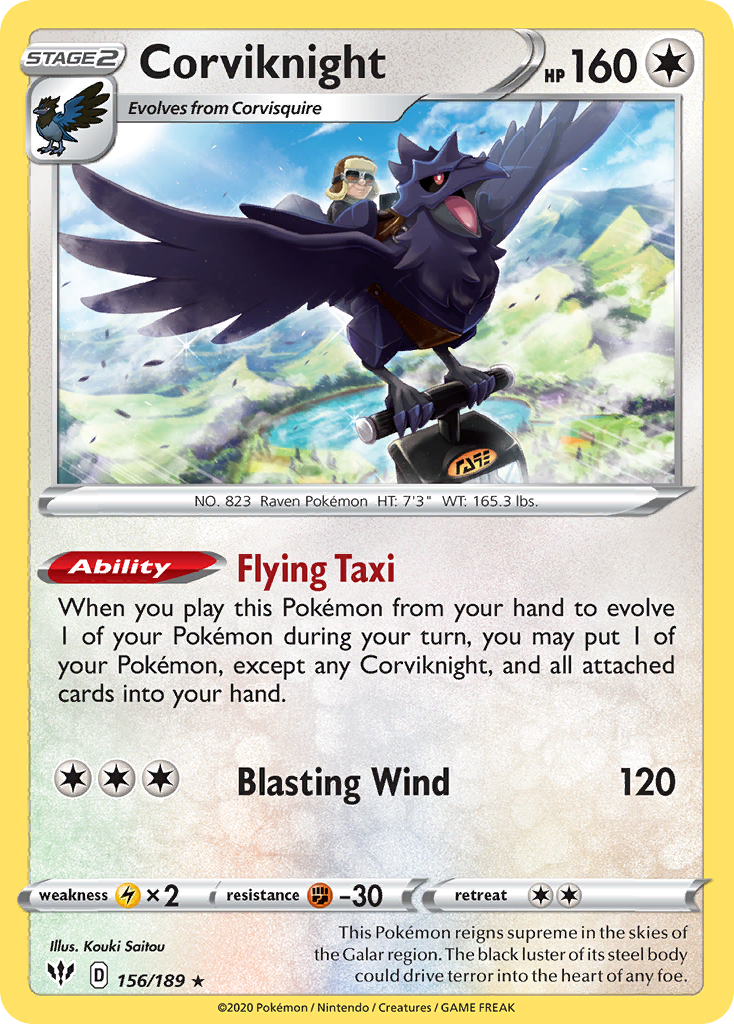 Corviknight 156 Rare Holo card from Darkness Ablaze
