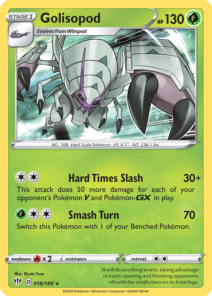 Golisopod 18 Rare Holo card from Darkness Ablaze