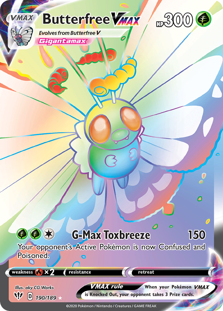 Butterfree VMAX 190/189 Rare Rainbow card from Darkness Ablaze