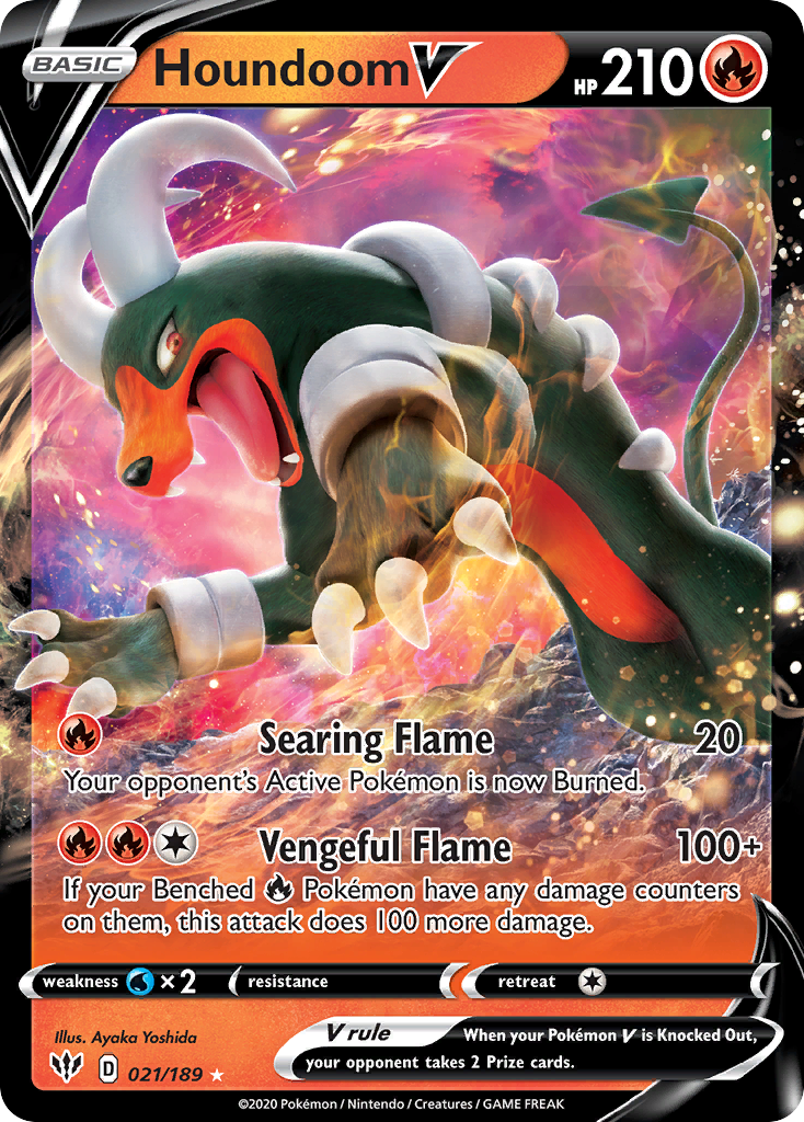 Houndoom V 21/189 Rare Holo V card from Darkness Ablaze
