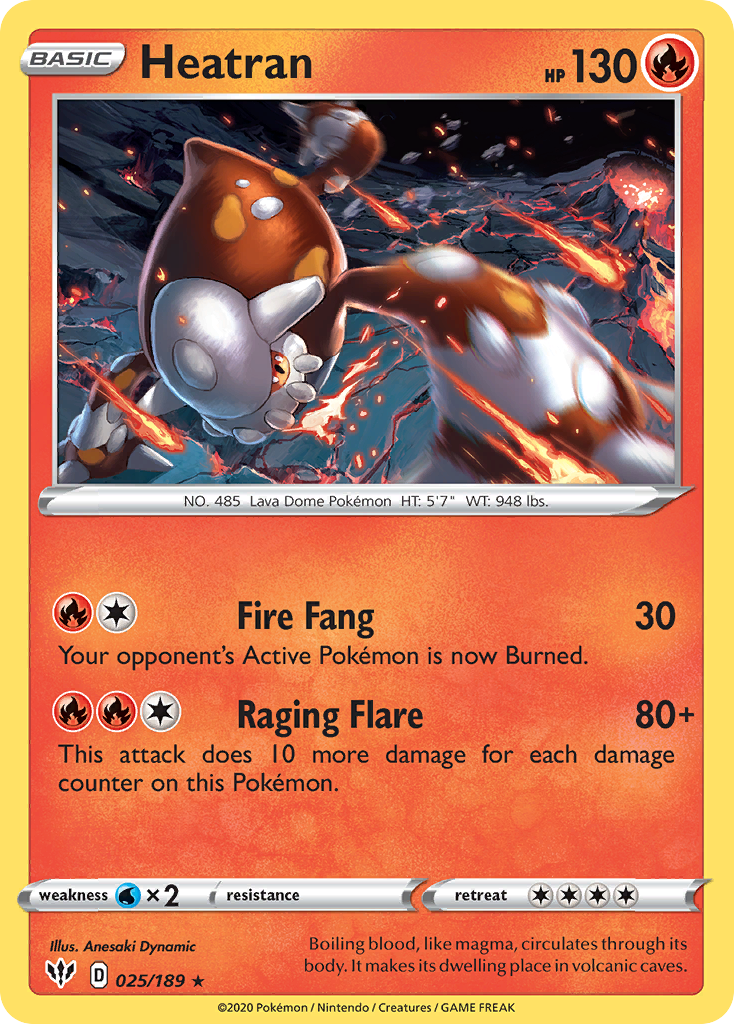 Heatran 25 Rare Holo card from Darkness Ablaze