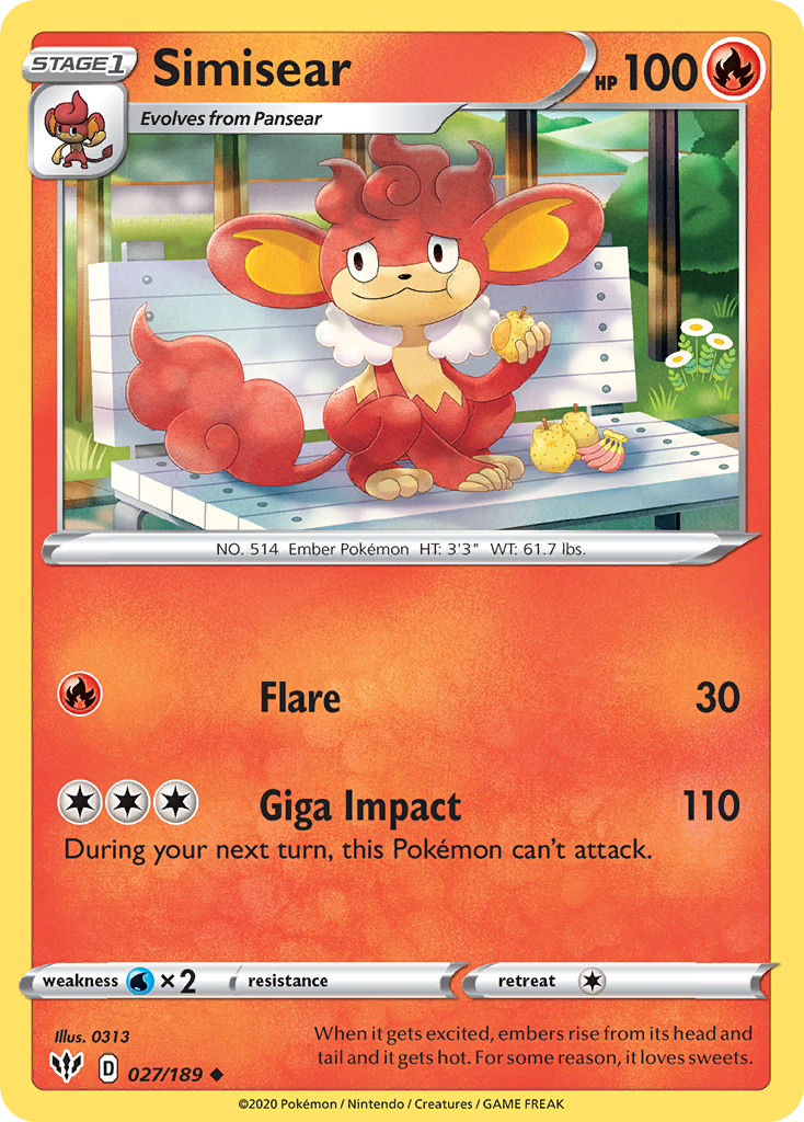 Simisear 27/189 Uncommon card from Darkness Ablaze