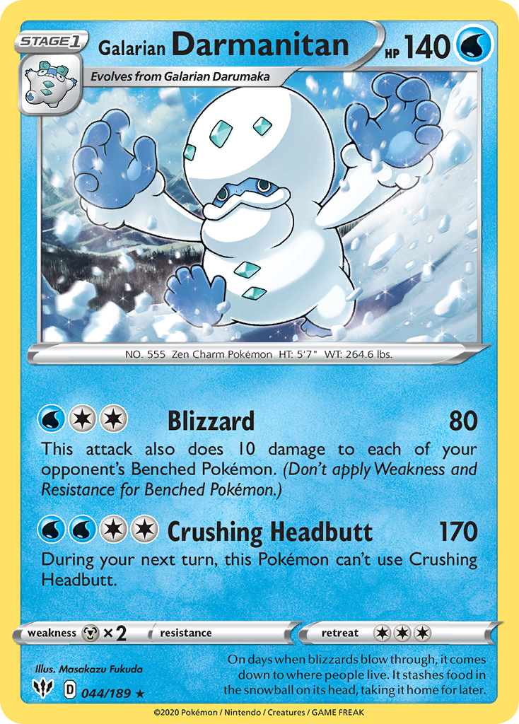 Galarian Darmanitan 44 Rare card from Darkness Ablaze
