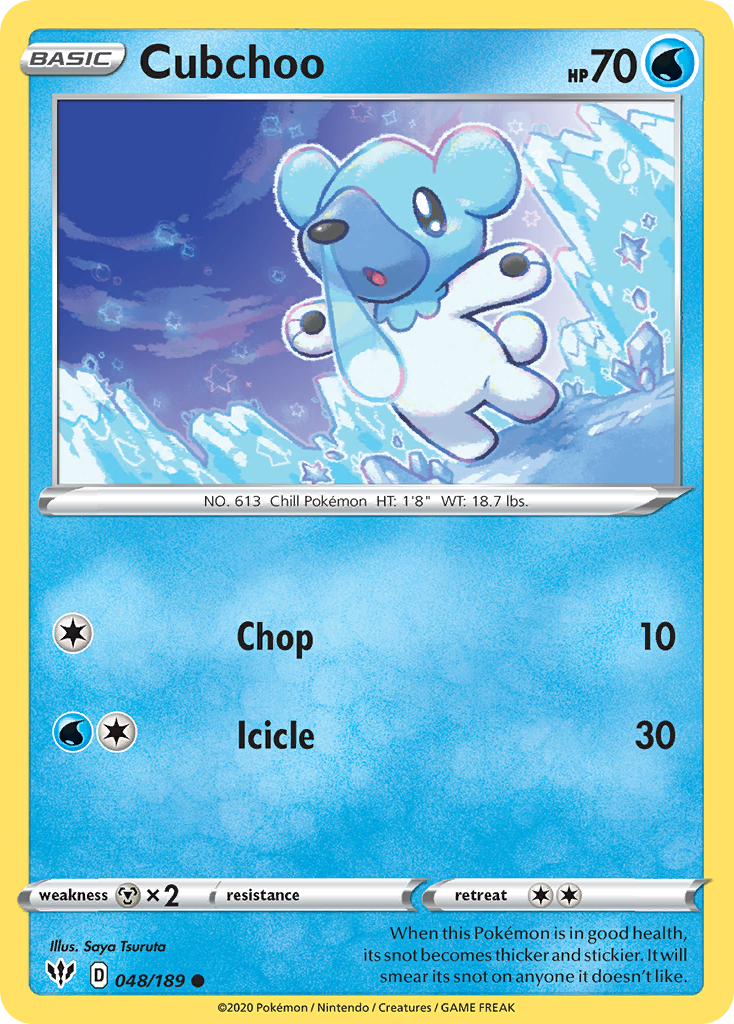 Cubchoo 48 Common card from Darkness Ablaze