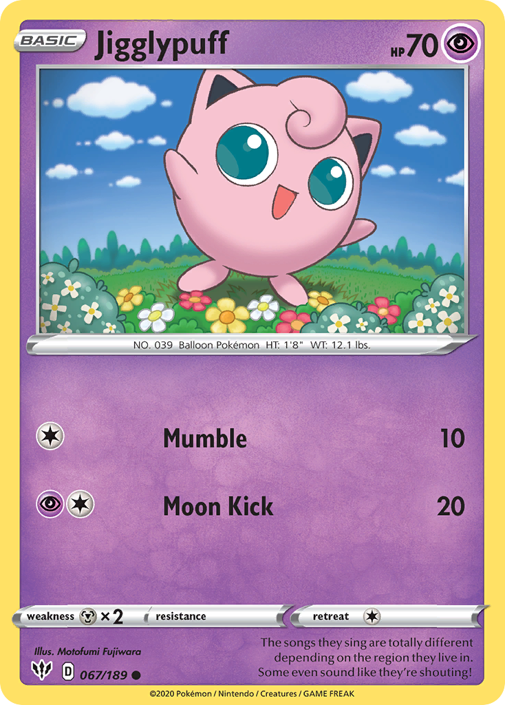 Jigglypuff 67/189 Common card from Darkness Ablaze