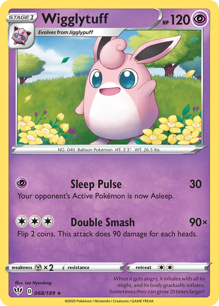 Wigglytuff 68 Rare card from Darkness Ablaze