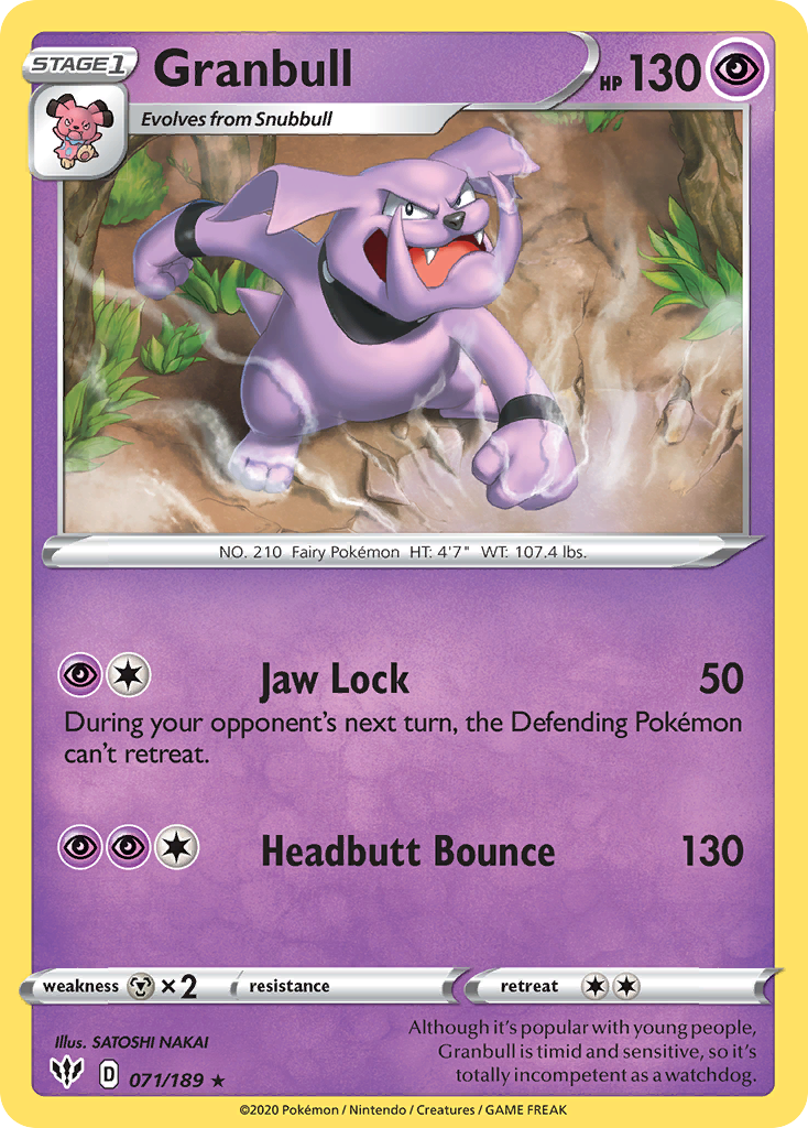 Granbull 71 Rare card from Darkness Ablaze