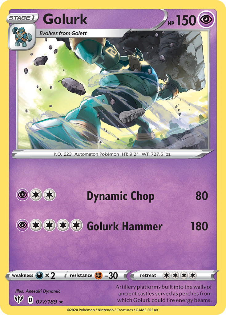 Golurk 77/189 Rare card from Darkness Ablaze