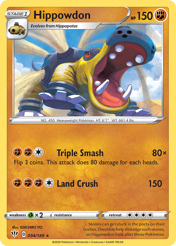 Hippowdon 94/189 Rare card from Darkness Ablaze